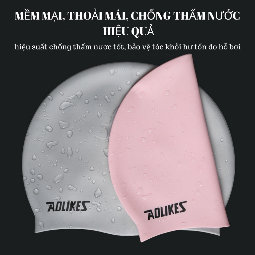 Mũ Bơi, Nón Bơi Người Lớn Nam Nữ Silicon Có Hỗ Trợ Che Tai Và Chống Nước Cao Cấp Aolikes AL5010