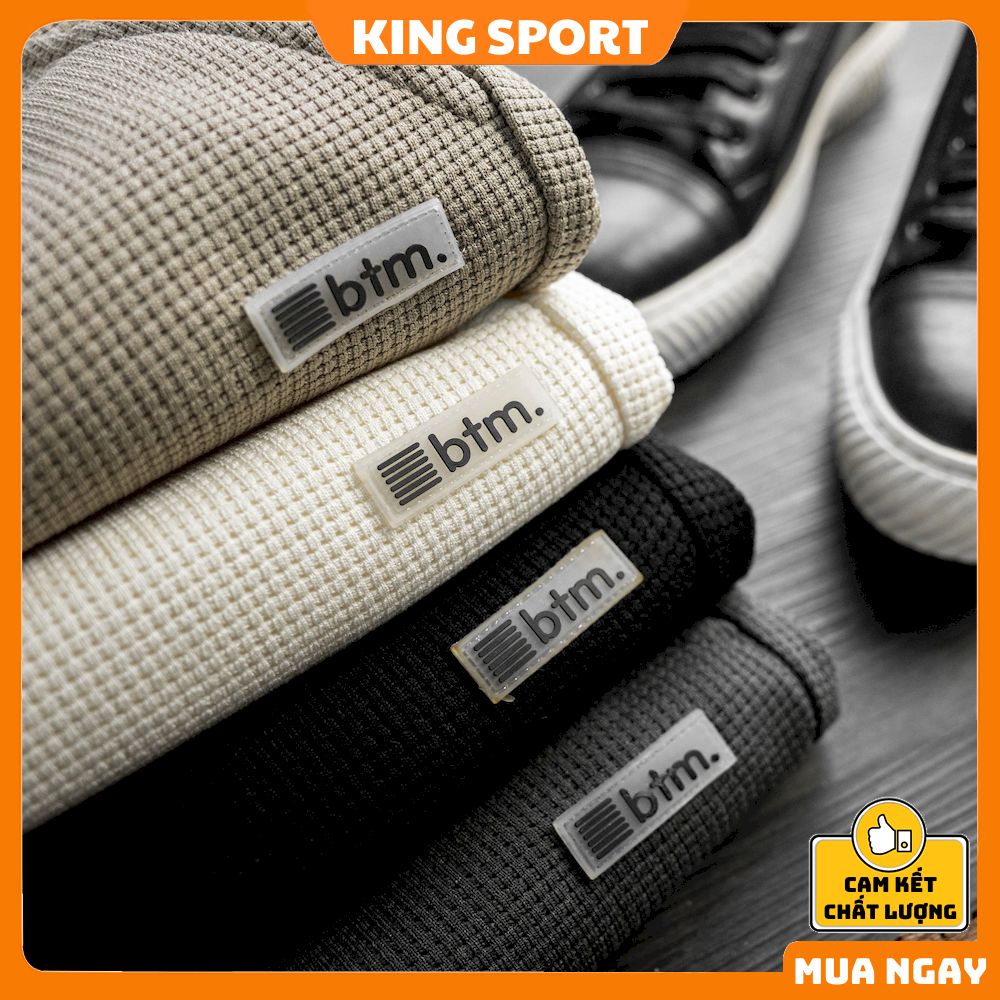 Quần short nam nữ tổ ong cotton KING SPORT Quần đùi mặc nhà thể thao ống rộng basic cao cấp dày dặn thoáng mát BTM QD005