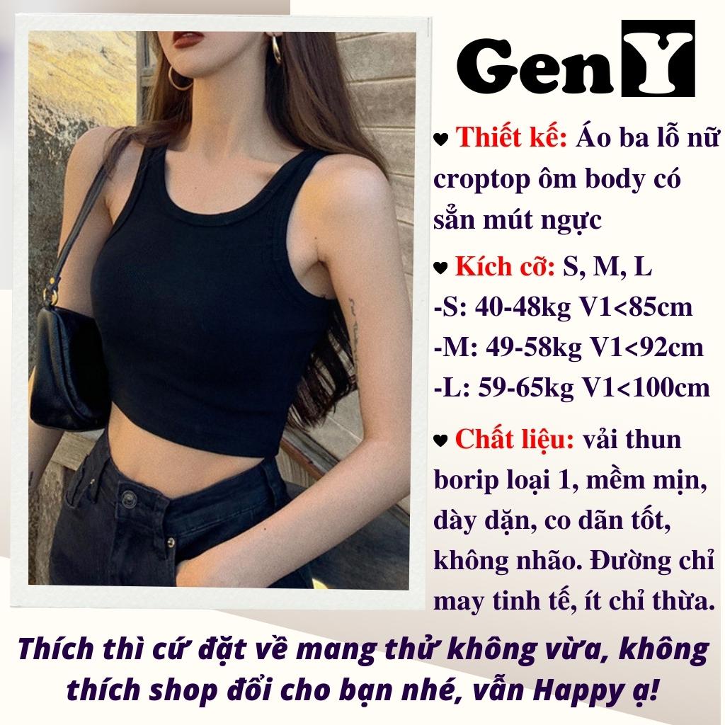 Áo ba lỗ nữ trơn GenY có mút ngực, có bigsize thiết kế đơn giản nhiều màu chất vải co giản mặc thoải mái 3LCM | BigBuy360 - bigbuy360.vn