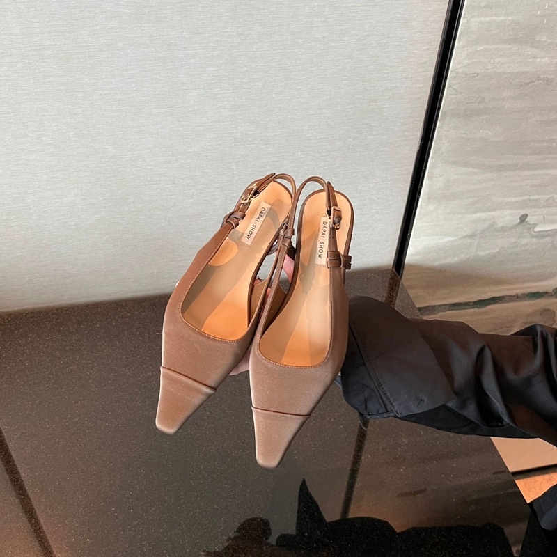 Sandal nữ mũi nhọn có dây sau phong cách Pháp mẫu mới năm 2023