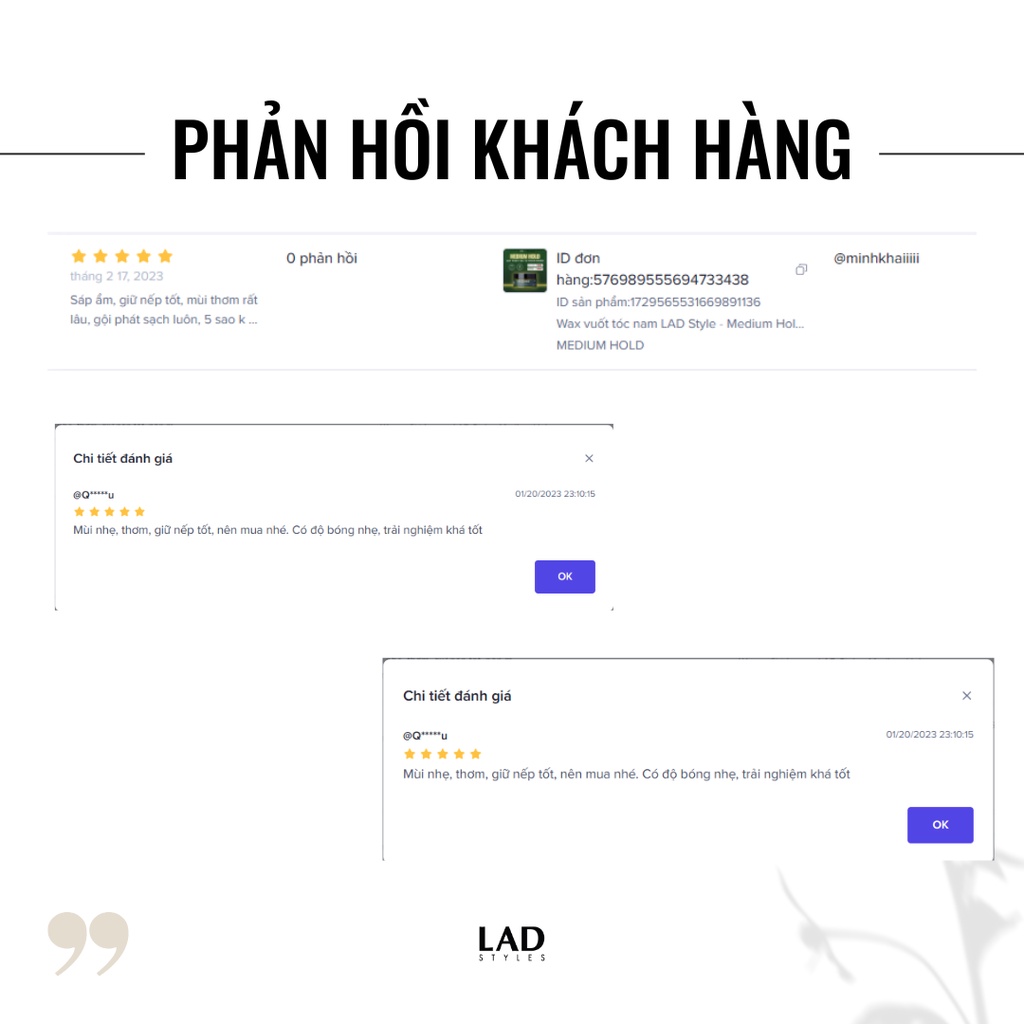 - Sáp vuốt tóc nam LAD Styles - MEDIUM HOLD  chiết xuất thiên nhiên từ tinh dầu bưởi