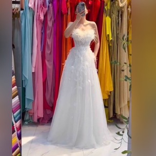 ĐẦM LƯỚI XOÈ DÀI KẾT LÁ LÔNG VŨ-HN TẶNG KÈM HOA TAI THỜI TRANG