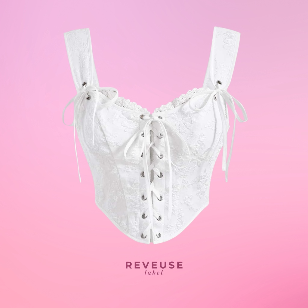 Áo Corset Gấm Phối Dây CAMILIA Top Reveuse Label