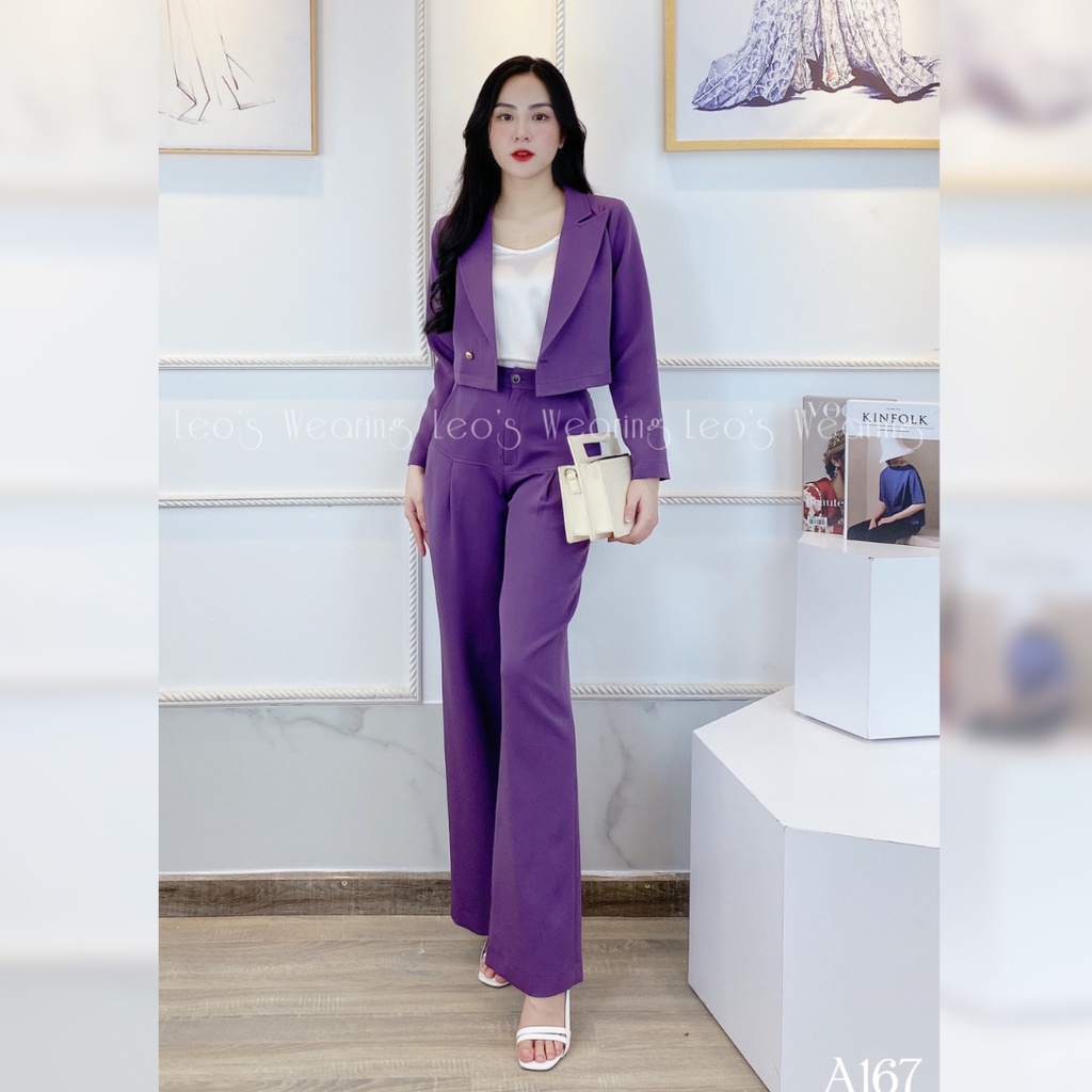 Set quần dài LEOSWEARING quần suông ông rộng mix áo vest khoác lửng A167