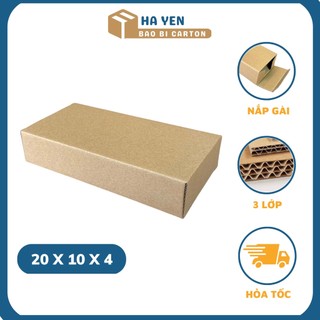 20 x 10 x 4 cm - combo 100 hộp carton nắp gập 20x10x4 cm đóng hàng