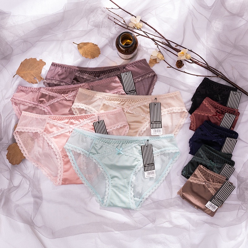 Quần lót nữ thun lụa phối ren cao cấp thời trang sexy gợi cảm PT123
