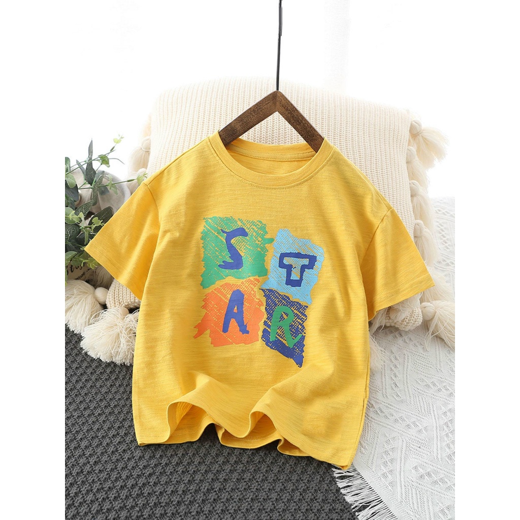 Áo bé trai cộc tay STAR, áo thun cho bé chất cotton size 8-65Kg