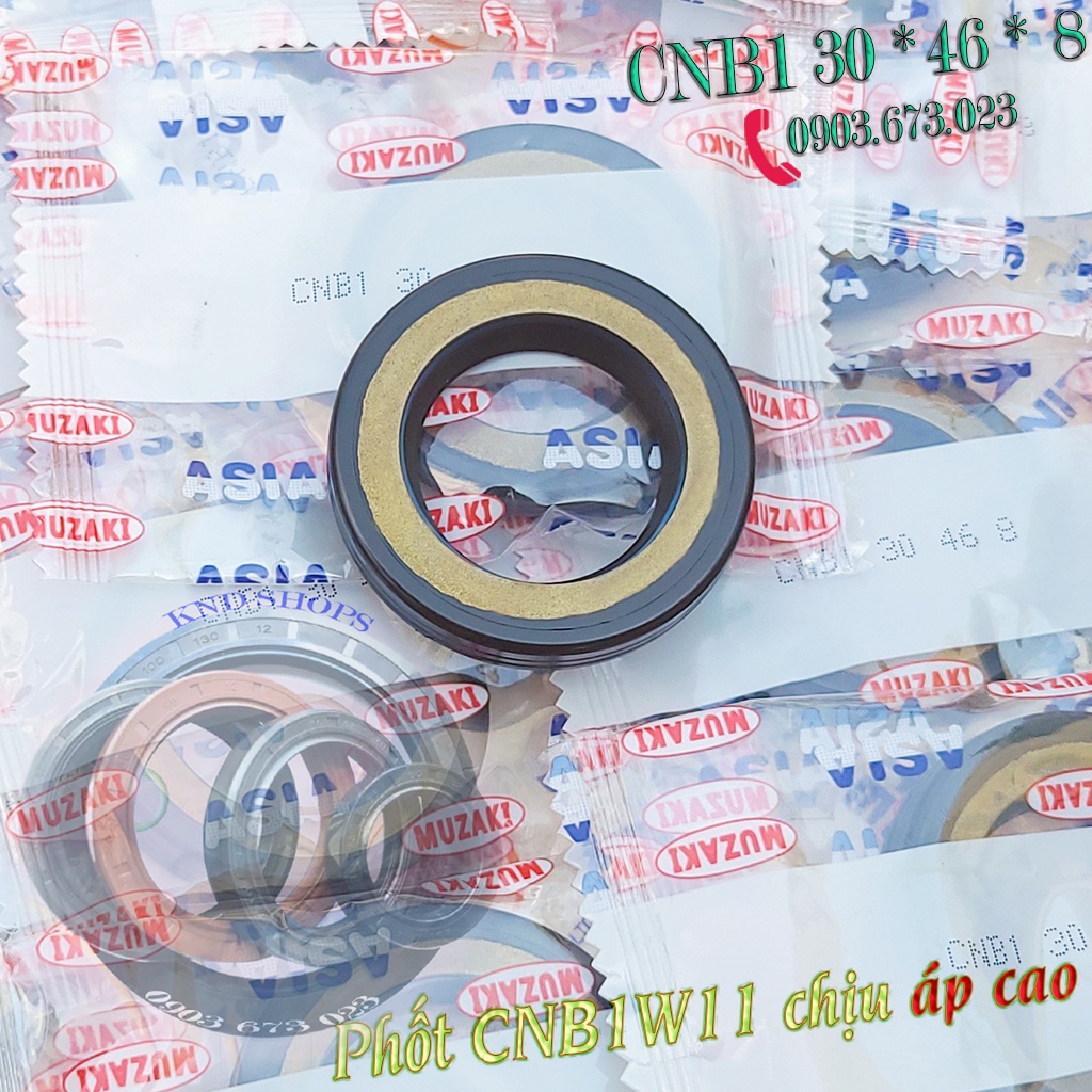 Phớt tay lái (bót lái) chịu áp cao Muzaki CNB1W11 30*46*8 cho hệ thống lái trợ lực Ô tô, Tàu thủy, Máy cày,...