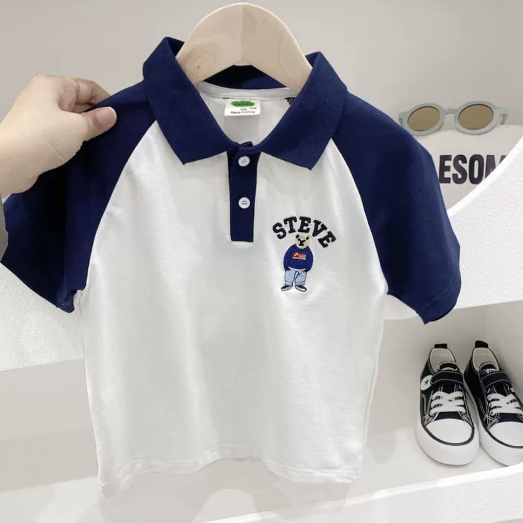 Áo polo cho bé trai EMBES KIDS, Áo polo trẻ em 14kg đến 31kg