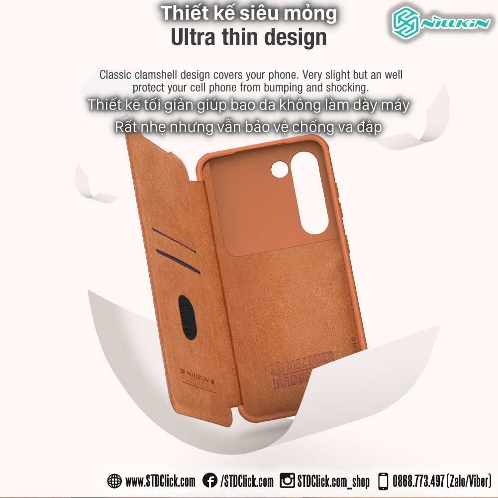 BAO DA SAMSUNG GALAXY S23 PLUS 5G  NILLKIN QIN PRO BẢO VỆ CAMERA CHÍNH HÃNG HÀNG CHUẨN