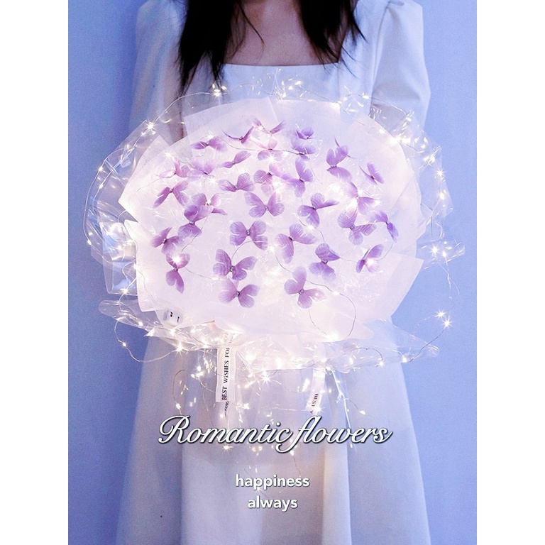 Set 50 bướm voan 2 lớp đính đá làm bó hoa hoặc kẹp tóc hay trang trí váy áo hồ điệp