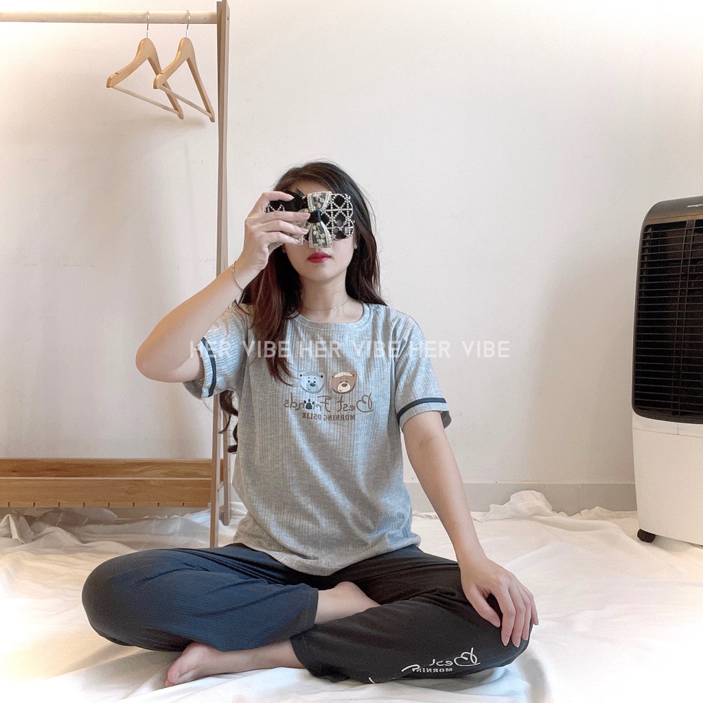 Đồ bộ nữ pijama nữ tay ngắn quần dài pyjama co dãn tốt cho nữ Her Vibe