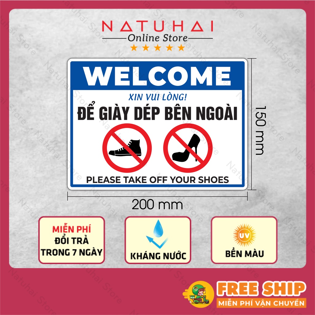 Decal để giày dép bên ngoài shop, cửa hàng, văn phòng chất liệu kháng nước, bền màu, đổi trả miễn phí trong 7 ngày