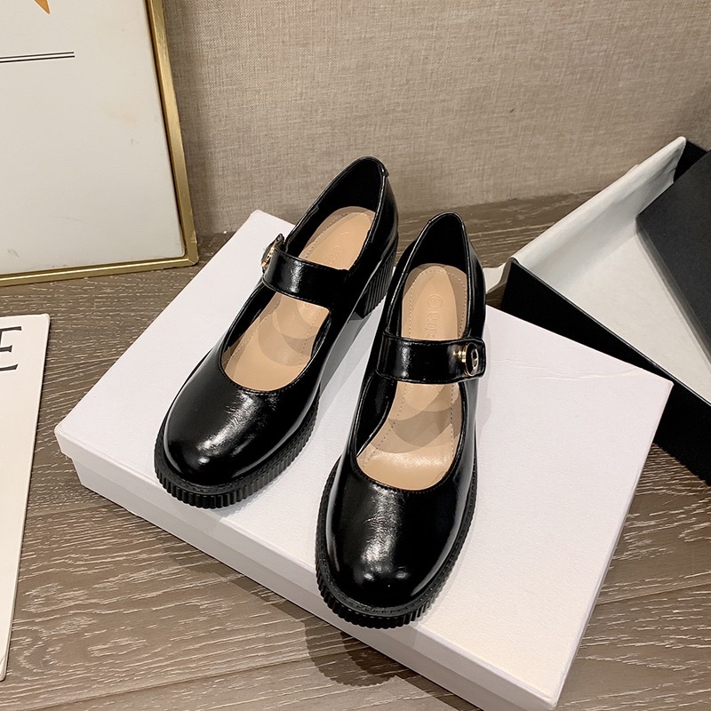 Giày da cao gót nữ Mary Jannes quay ngang, mẫu mã sang trọng