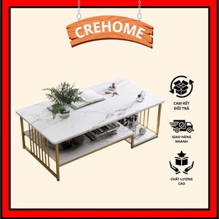 Bàn sofa phòng khách , bàn trà gỗ hình chữ nhật 3 tầng hoạ tiết vân đá kích thước 100x50x42cm - nội thất phòng khách