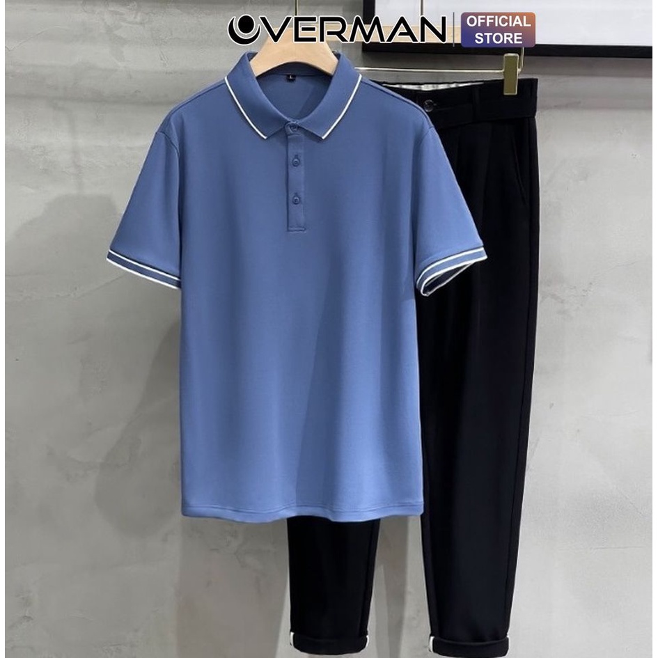 Áo polo nam trơn BASIC cotton cá sấu bo viền cao cấp co giãn, thấm hút tốt AT01 -OVERMAN