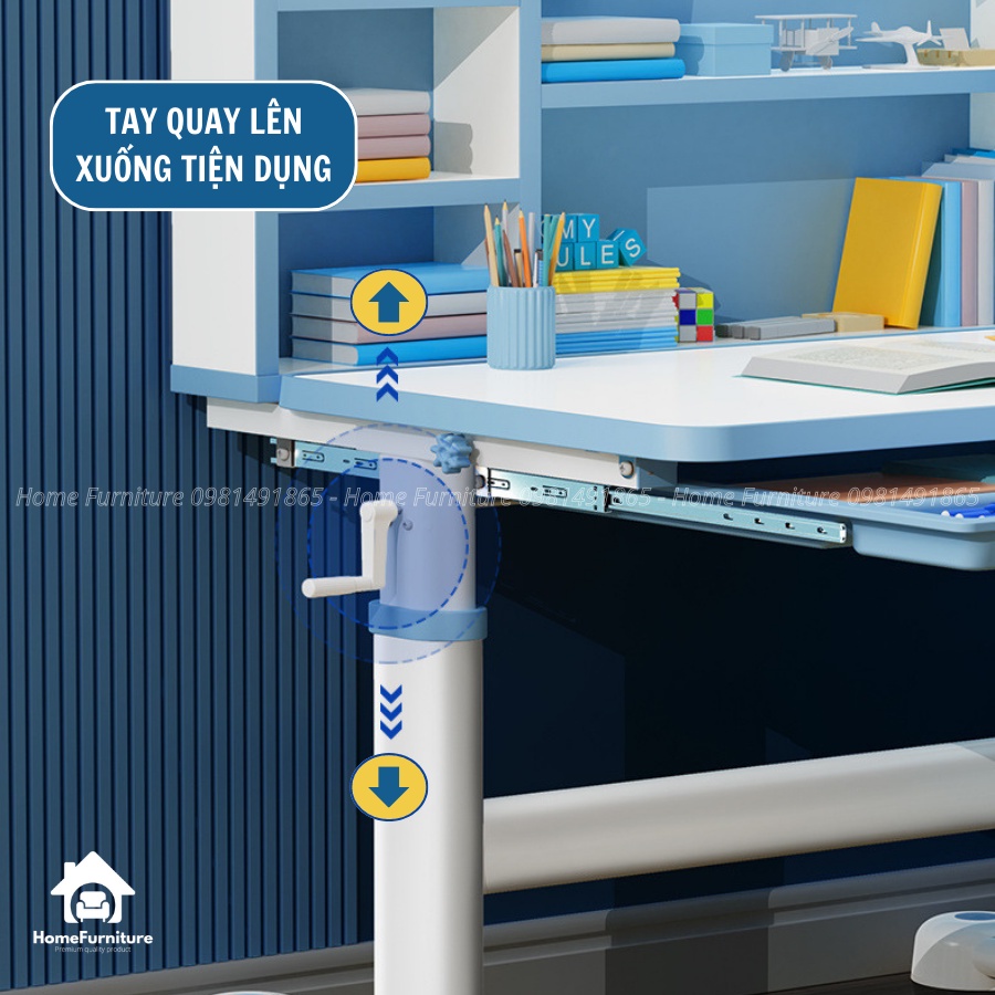 Bộ Bàn Học Thông Minh Chống Gù Chống Cận Có Giá Để Sách A16+ Plus Nâng Hạ Tay Quay Size Lớn Tặng Kèm Bộ Quà Tặng Giá Trị