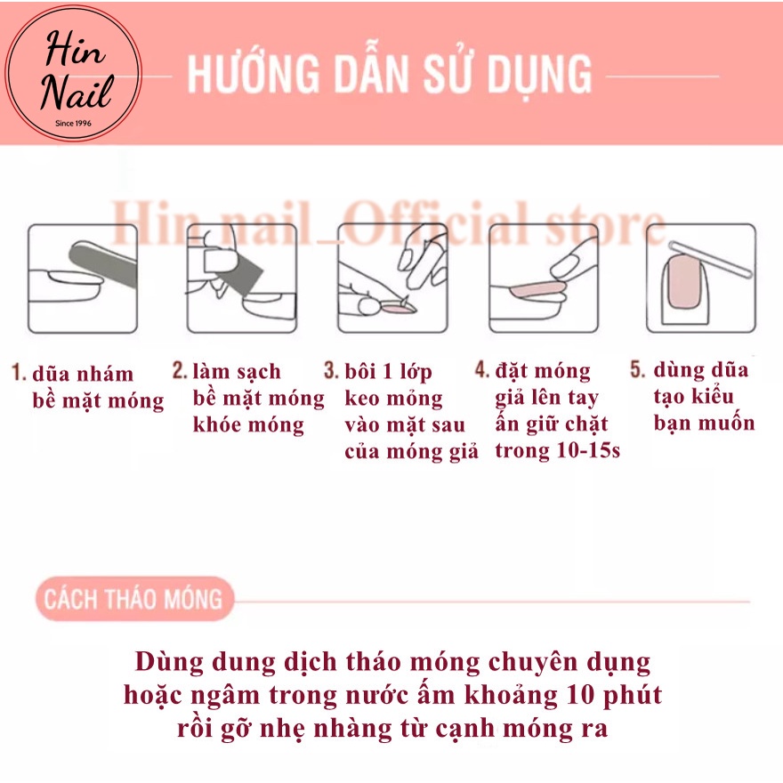 Móng Tay Giả Hin Nail Hộp Nailbox 24 Móng Họa Tiết Cá Tính