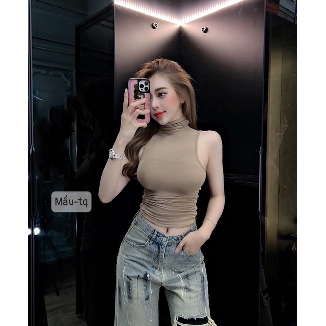 Áo thun 3 lỗ cổ cao tôn dáng quyến rũ-cam kết loại 1 chuẩn ảnh