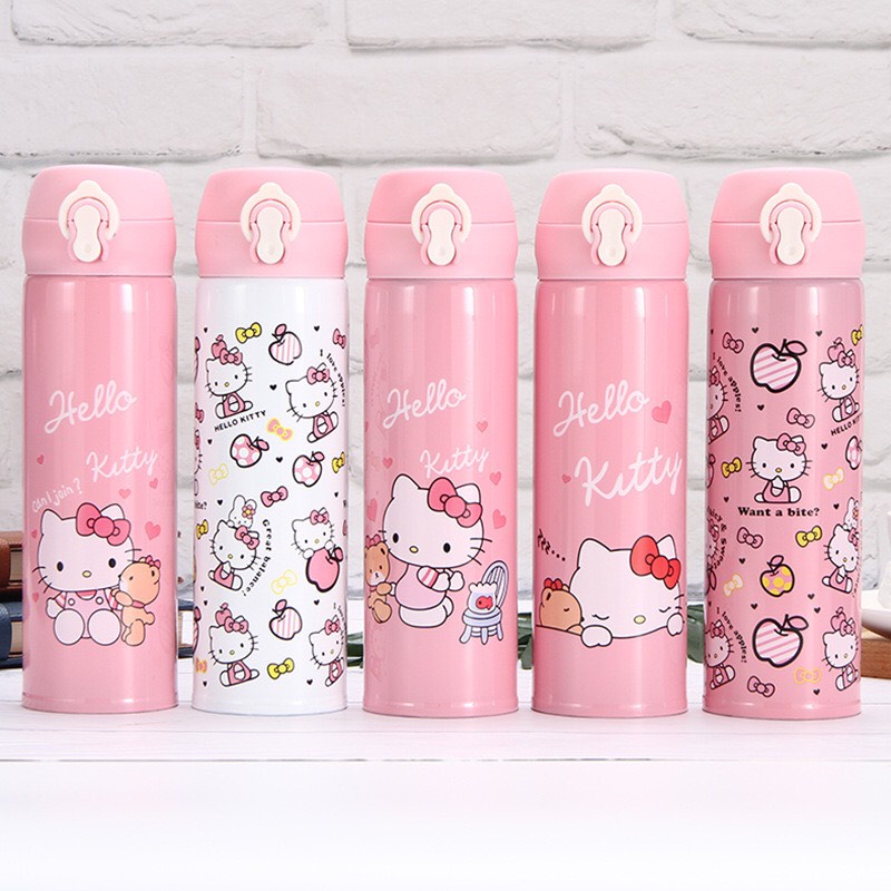 Bình iNox Giữ Nhiệt 500ml VACUUM FLASK Họa Tiết Hoạt Hình Ngẫu Nhiên