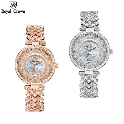 Đồng hồ nữ chính hãng dây thép Royal Crown 2606 chống nước, đính đá cao cấp, đeo tay đẹp, sang chảnh