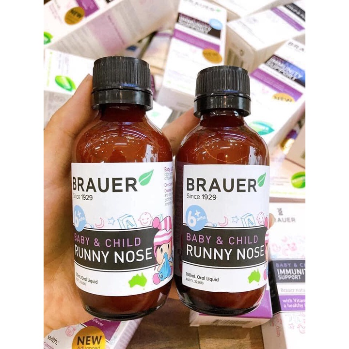 Siro giảm sổ mũi và chảy nước mũi Brauer Baby & Child Runny Nose cho bé từ 6m+ Úc