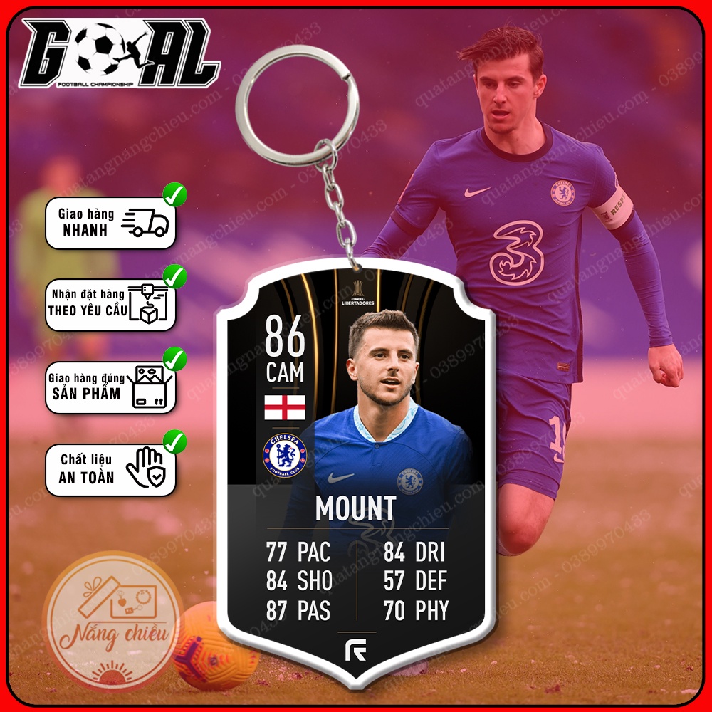 Móc khóa cầu thủ bóng đá chuyên nghiệp - In hình Mason Tony Mount- Thẻ Icon bóng đá gaming[13325-13336]