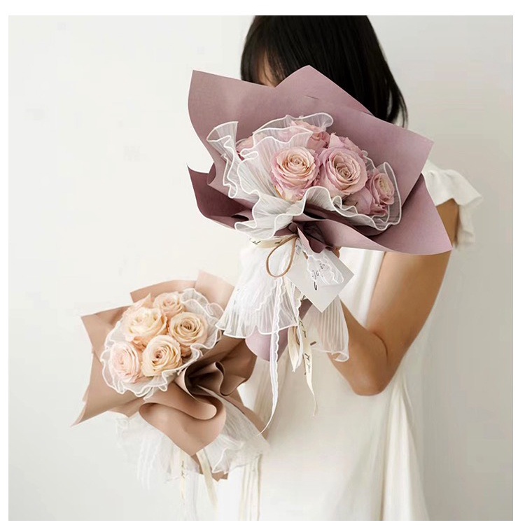 Vải lưới sóng nhăn ❤️ gói hoa phong cách Hàn Quốc, bó hoa nghệ thuật