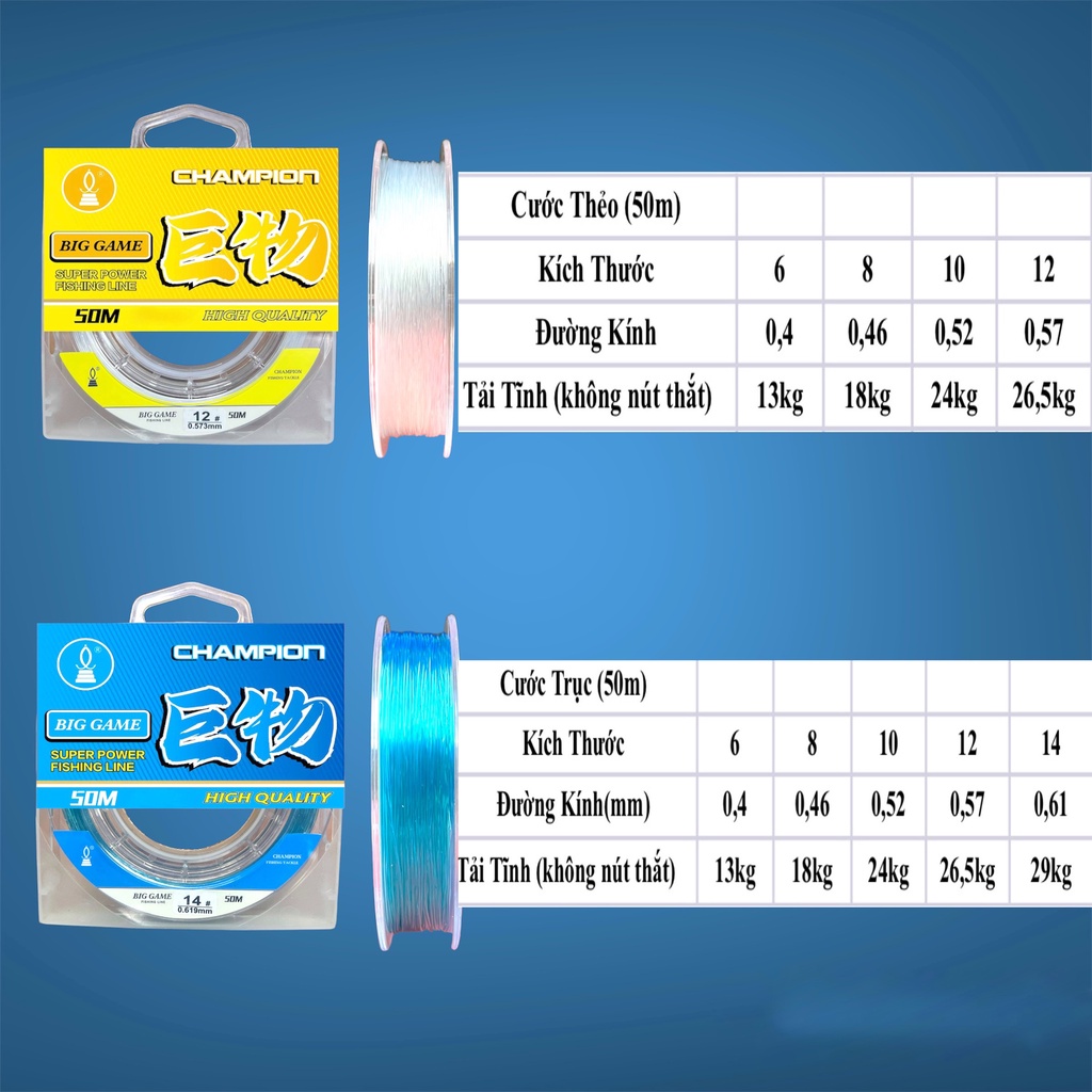 Dây Câu Cá,Dây Trục, Dây Thẻo Săn Hàng Quán Quân - Big Game 50m