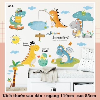 Decal dán tường khủng long A14 - Decal dán tường Hàn Quốc