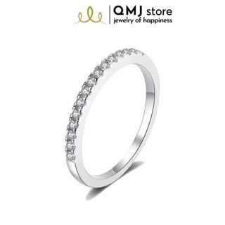 Nhẫn bạc nữ đính một hàng đá sang trọng, Mong Manh chuẩn 925 cao cấp QMJ - Q002