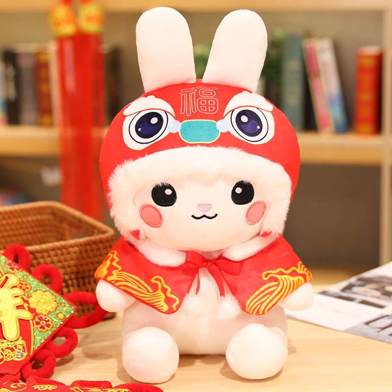 Thỏ bông thần tài, thú bông thỏ Ráp dễ thương biểu tượng may mắn dùng làm thú nhồi bông, trang trí, quà tặng