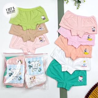 Set 5c quần chip đùi cho bé gái 2-10y. Chất cotton mềm mịn, thấm hút mồ hôi