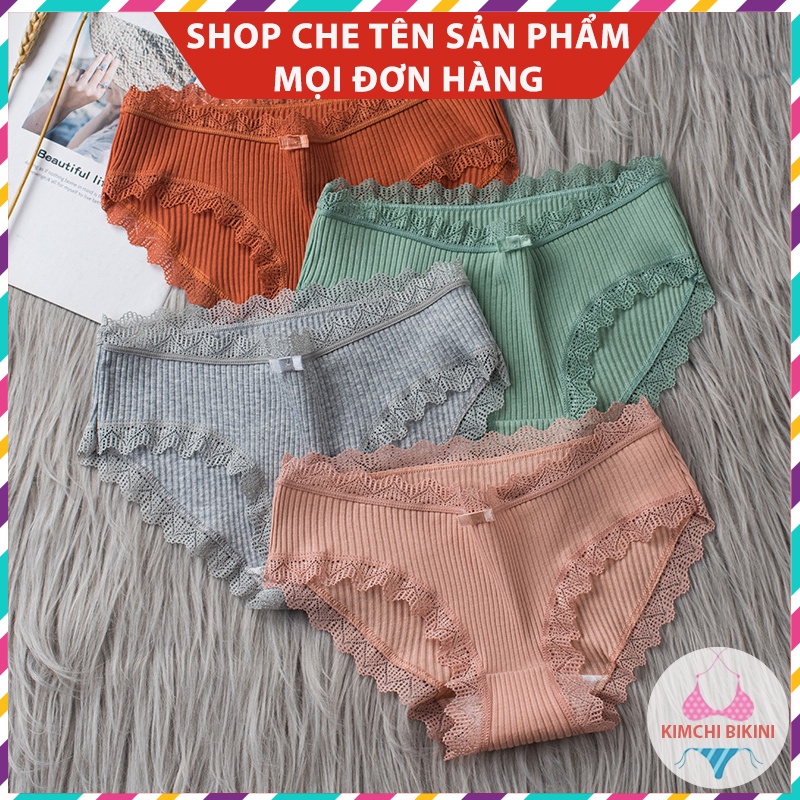 Quần nót nữ cotton viền ren gân tăm KIMCHIBIKINI Lót nữ hoạ tiết sexy xinh đẹp điệu đà dễ thương QL150