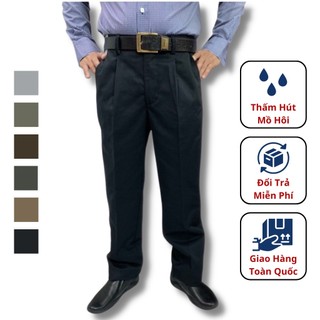 Quần kaki nam trung niên ống suông xếp ly sang trọng trang nhã - Xưởng may Phúc Hằng