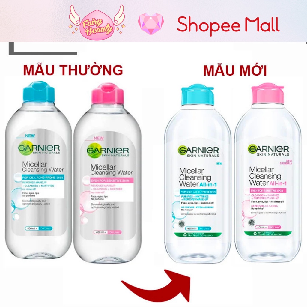 [GARNIER] Nước Tẩy Trang Cho Da Nhạy Cảm Dễ Kích Ứng, Sạch Sâu & Dịu Nhẹ Micellar Water For Sensitive Skin 400/125/50ml