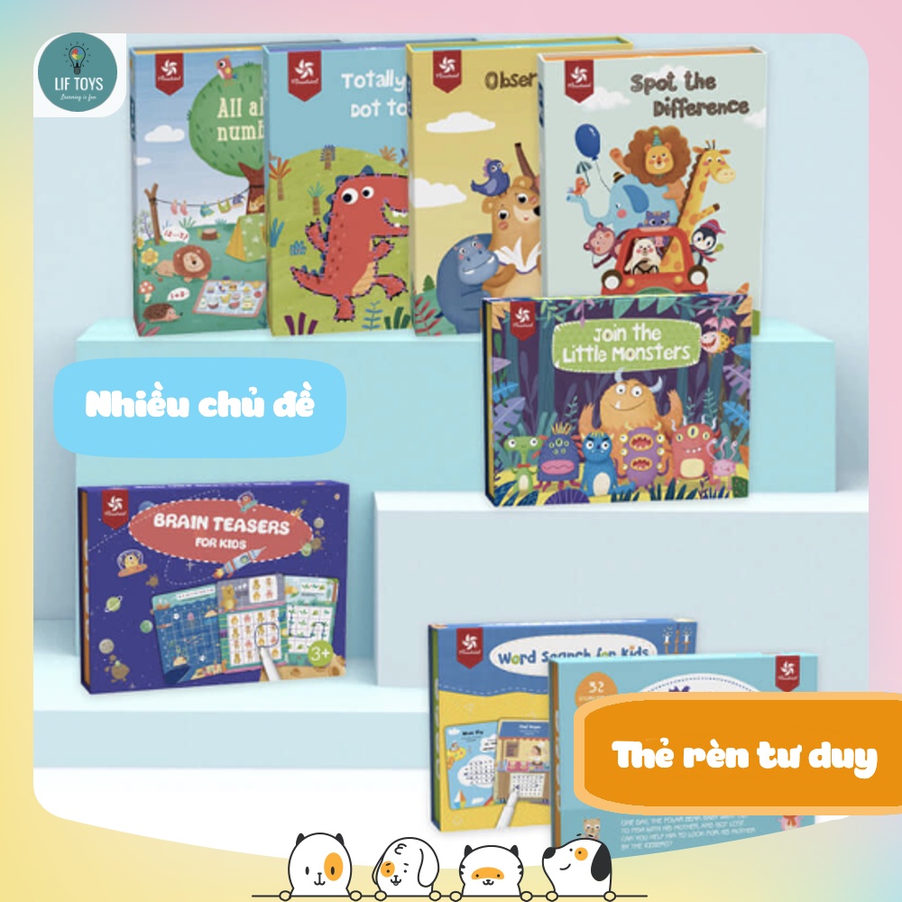 Combo 32 thẻ học thông minh rèn tư duy cho bé chính hãng Pinwheel, Thẻ học thông minh dùng nhiều lần