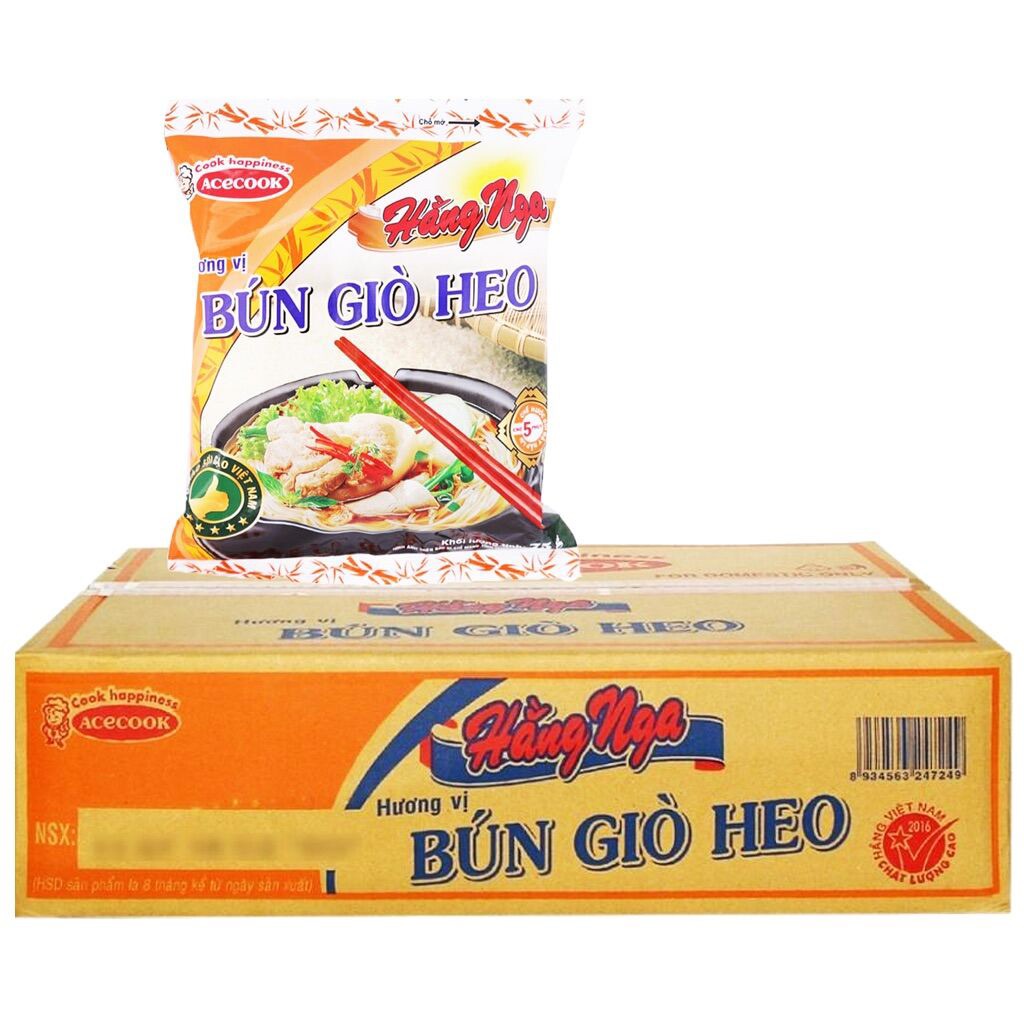 Combo 5 gói ( mỗi gói 75g) bún bò giò heo Hằng Nga Acecook (Date mới 8 tháng)