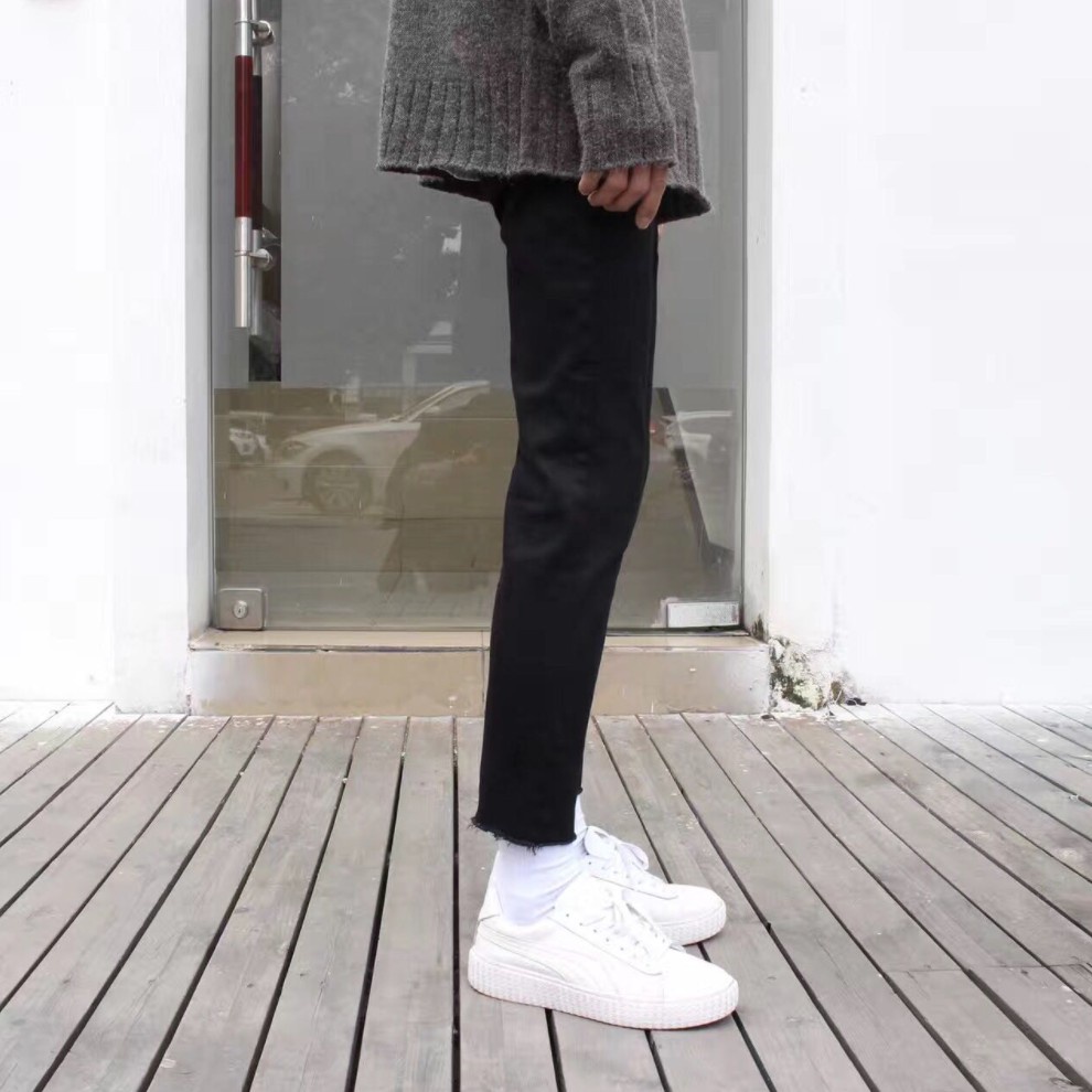 Quần Jean Nam Đen Trơn Dáng Ôm Co Dãn Hàn Quốc Hot Trend 2023