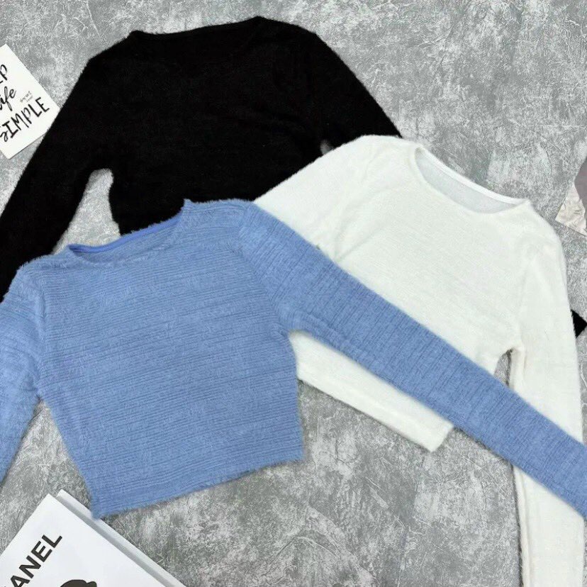 Áo Croptop Lông Tay Dài Cổ Tròn