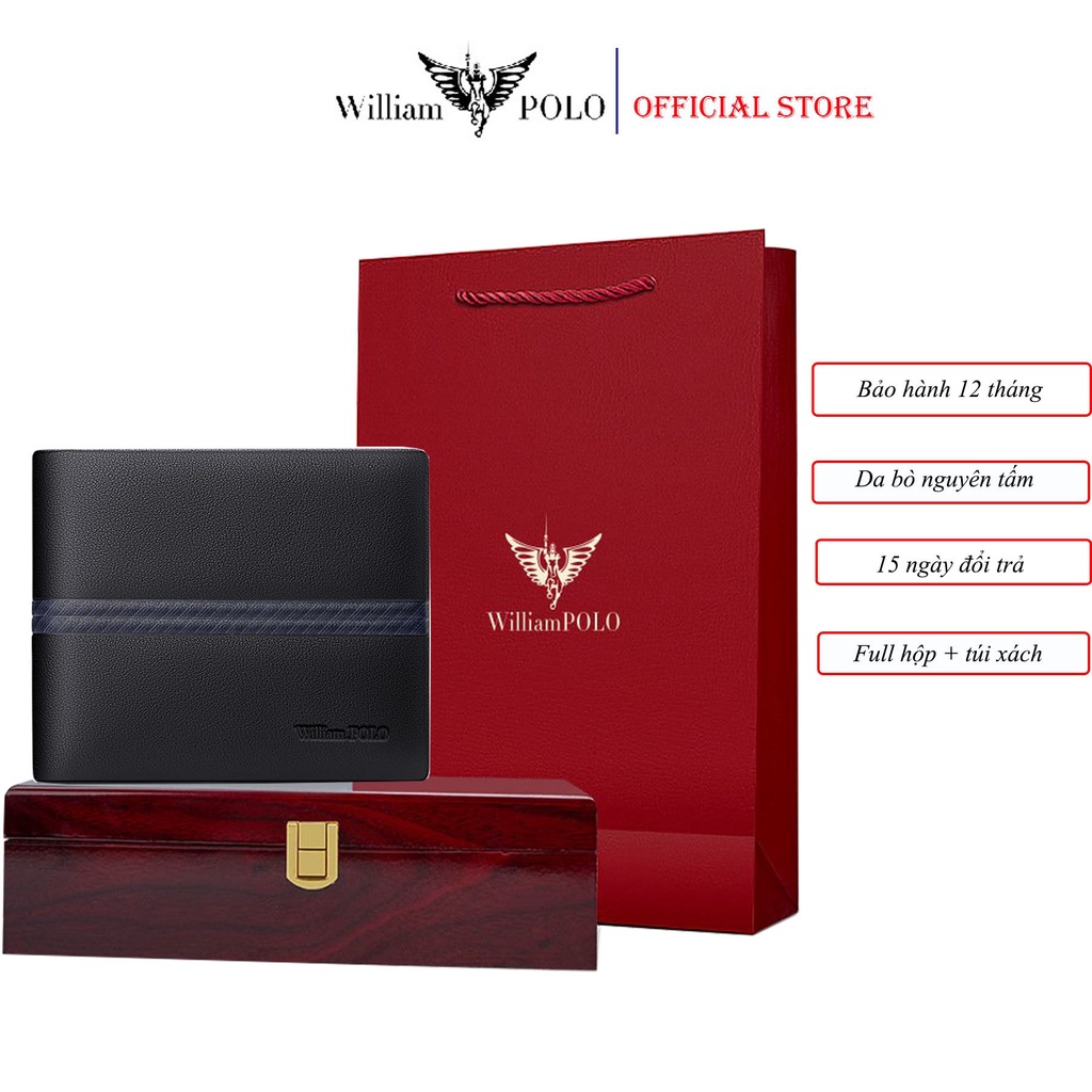 Ví Da Nam Cao Cấp Bóp Nam Da Bò Thật Chính Hãng WILLIAMPOLO -POLO201510