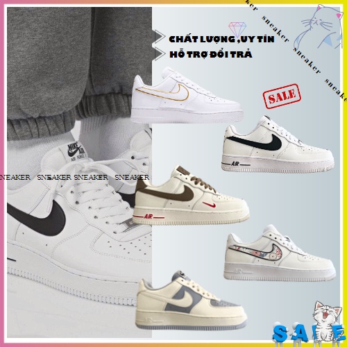 Giày thể thao Air Force 1 AF1 với 4 mẫu kẻ đen-kẻ nâu-hoa thổ cẩm- khoai môn hot 2022 - Giày Sneaker Nam Nữ cao cấp
