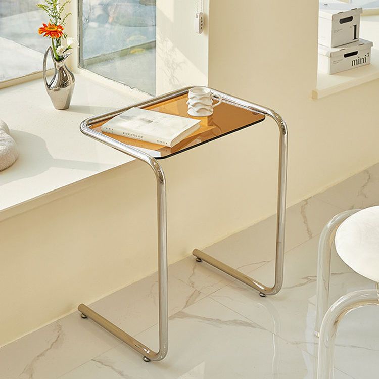 Bàn trà sofa kiêm tab làm việc Couch Table khung inox kính cường lực phong cách tối giản