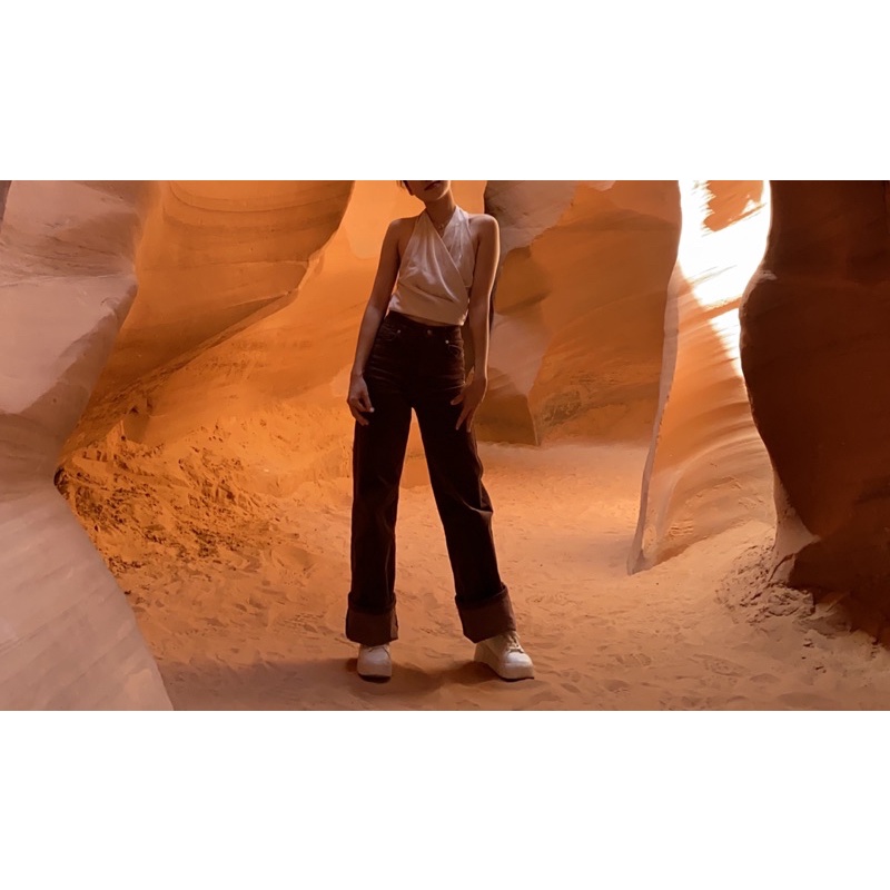 Quần nâu ống đứng H&M eo 58-62