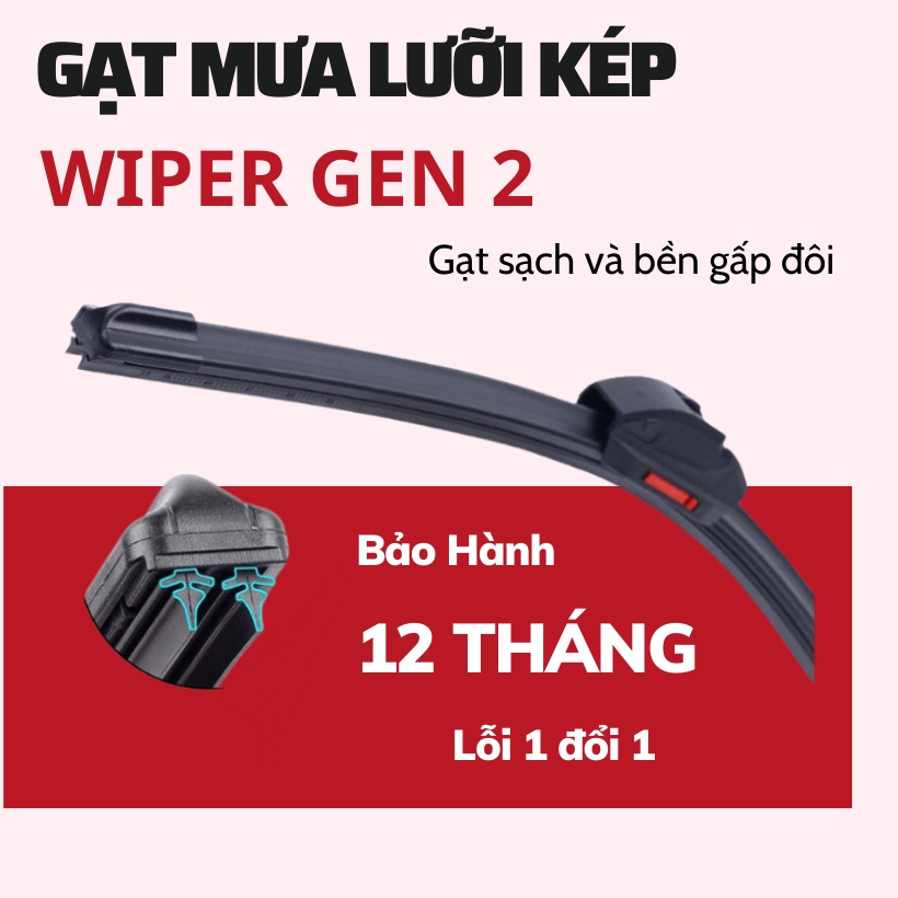 Gạt mưa ô tô silicon lưỡi kép, gạt mưa silicon dòng 2 lưỡi cao cấp nhất trên thị trường, gạt nước ô tô tác động kép