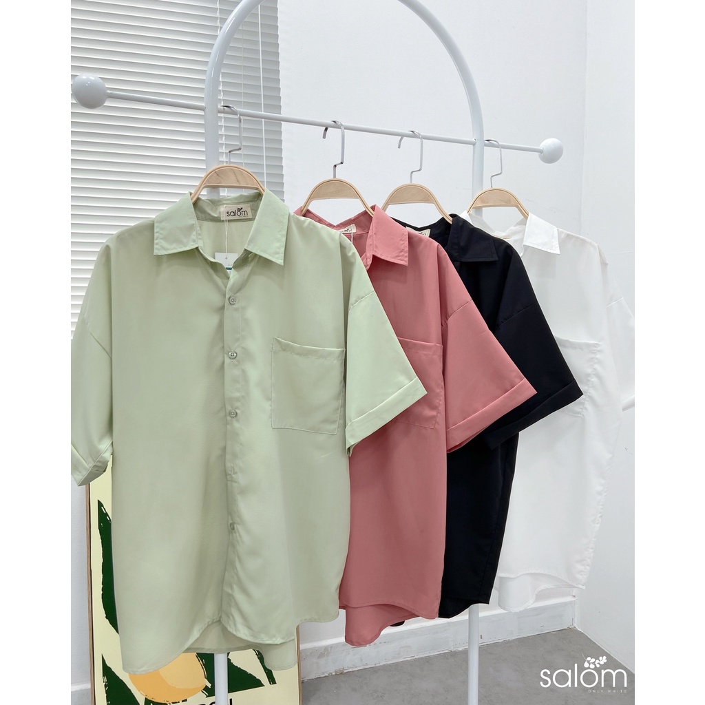 Sơmi ngắn tay form rộng Hàn Quốc nhiều màu SALOM Shp020