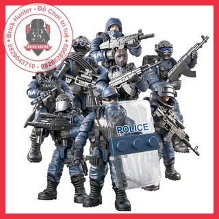 XJ9902 non mega blocks Combo đội 8 lính đặc nhiệm swat chống khủng bố