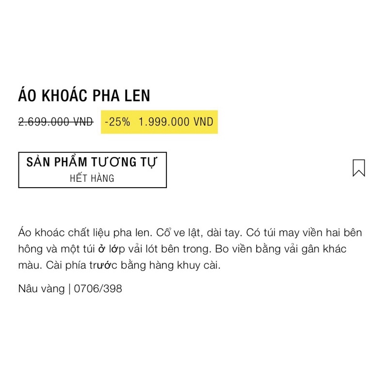 Áo dạ nam dáng ngắn Zara authentic WOOL BLEND size S