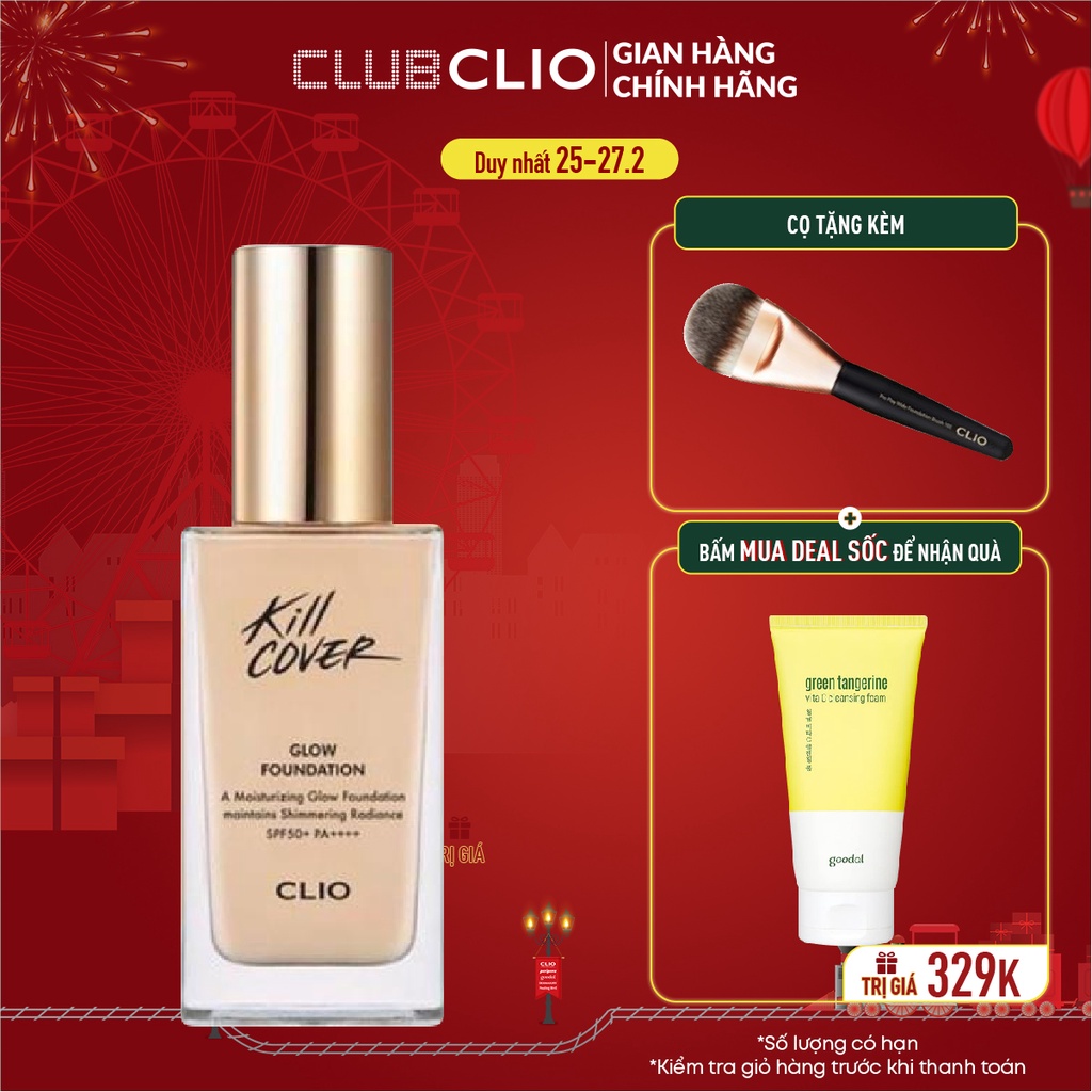 Kem Nền Bóng Mượt Clio Kill Cover Glow Foundation Spf50+ Pa++++ 38G