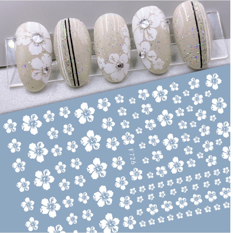 Sticker hoa trắng trang trí nal